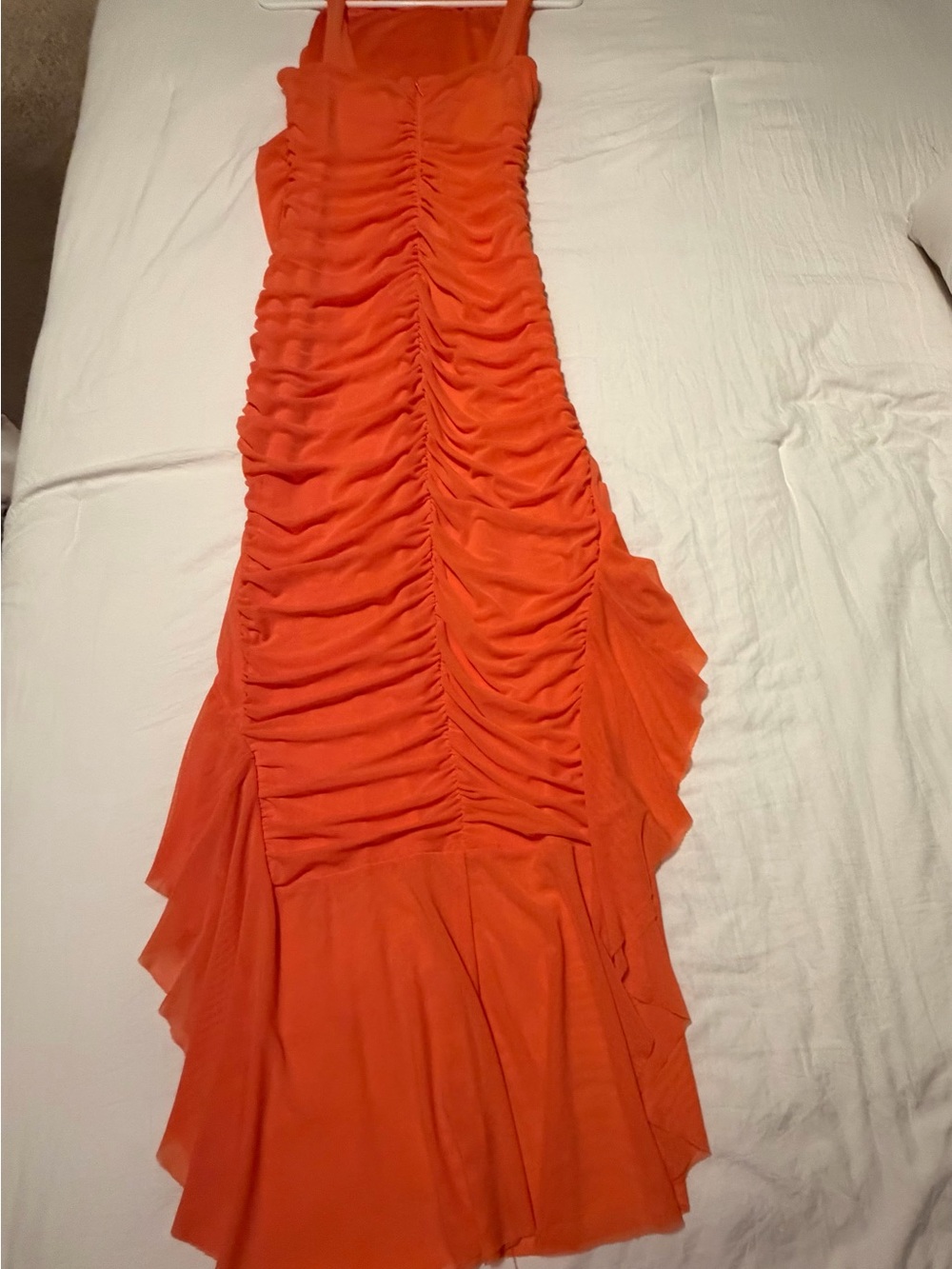 Zesica Orange Ruched Bodycon Mermaid Dress - Medium - Picture 2 of 8